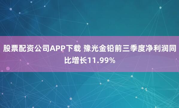 股票配资公司APP下载 豫光金铅前三季度净利润同比增长11.99%